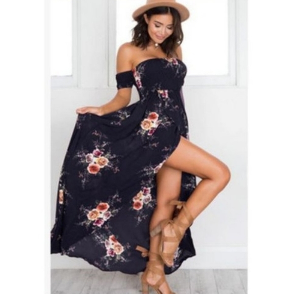 MauveMacaw Dresses & Skirts - Floral Off the Shoulder Dress
